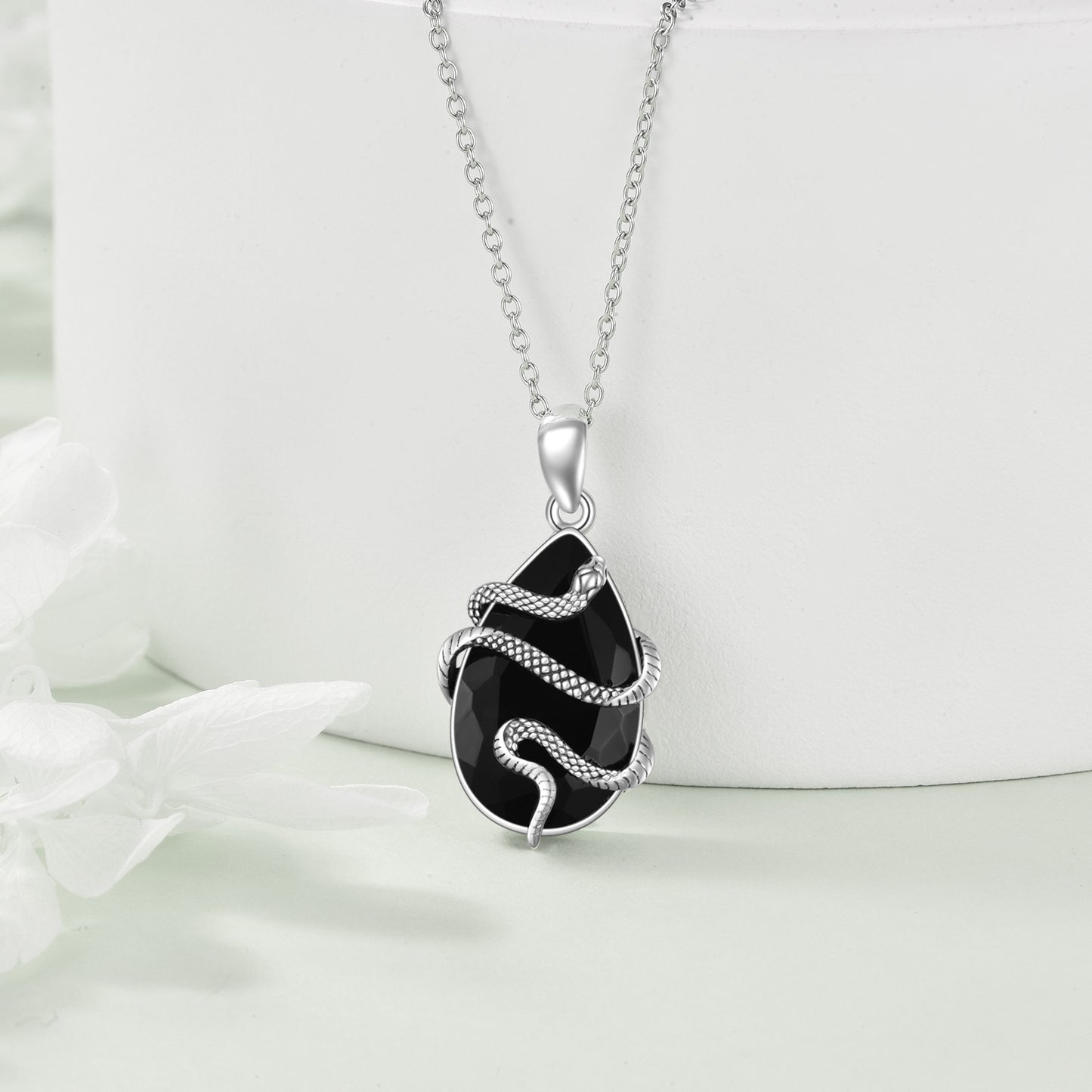 Black Obsidian Tourmaline Crystal Necklace