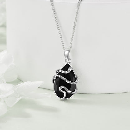 Black Obsidian Tourmaline Crystal Necklace