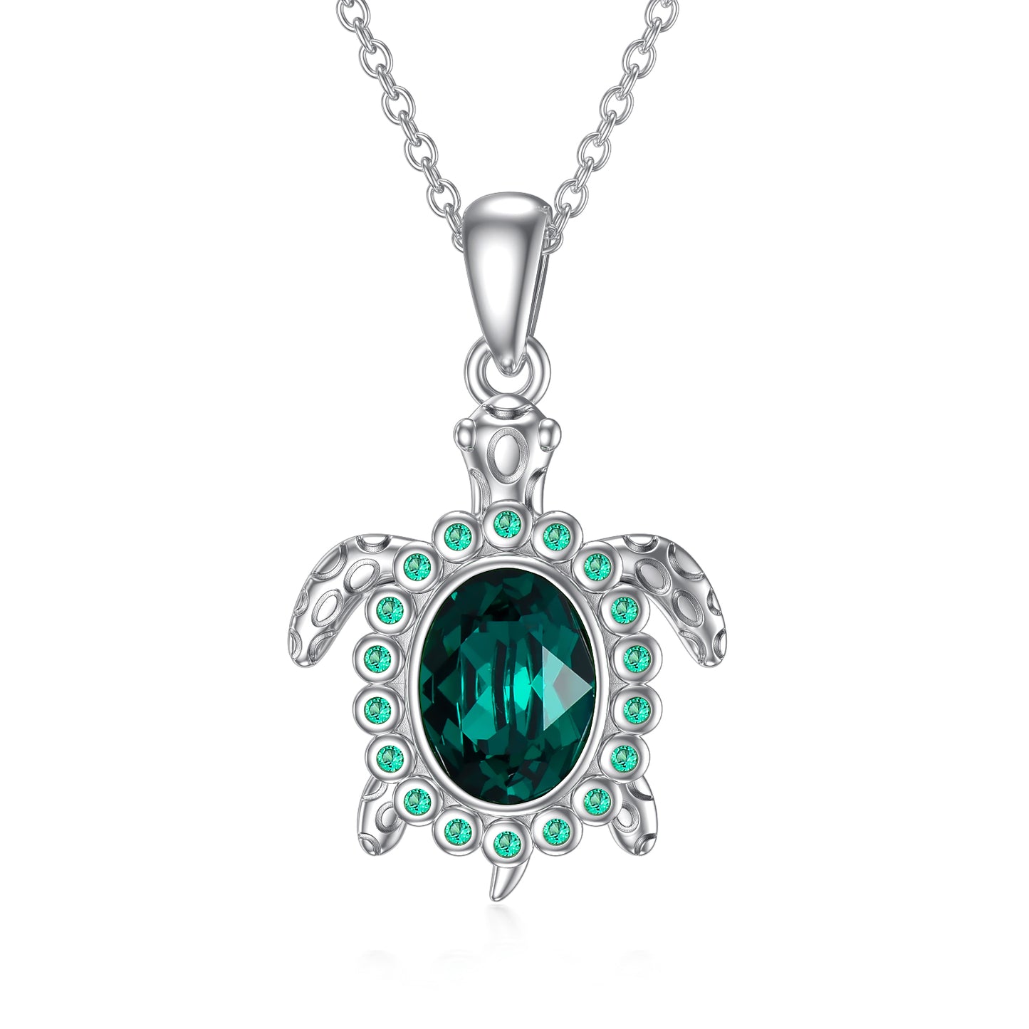 Green Crystal Turtle Necklace