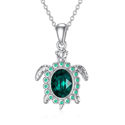 Green Crystal Turtle Necklace