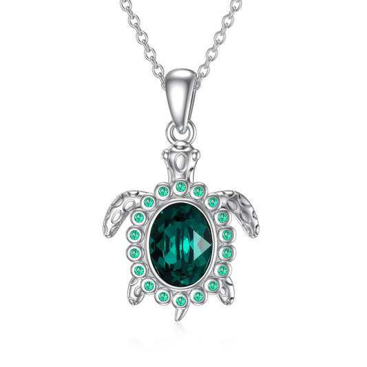 Green Crystal Turtle Necklace