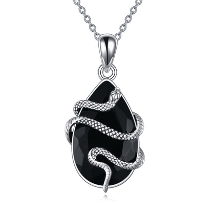 Black Obsidian Tourmaline Crystal Necklace