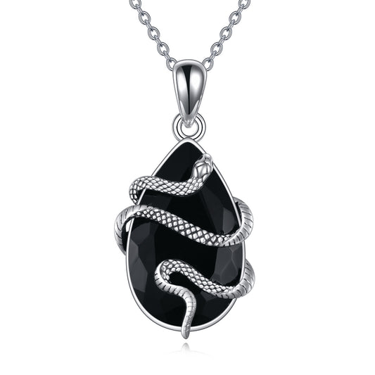 Black Obsidian Tourmaline Crystal Necklace